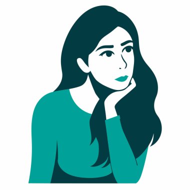 Uzun saçlı kız. mavi renk