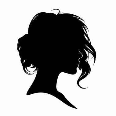 Kadın vektör silueti ile karşı karşıya, siyah ve beyaz arkaplan ile doldur (8)
