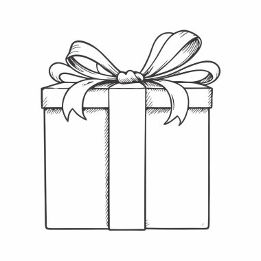 Fiyonklu el çizimi hediye kutusu. vektör