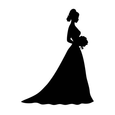 gelin silueti vektör illüstrasyonu.