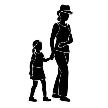 Anne ve kızı silüeti