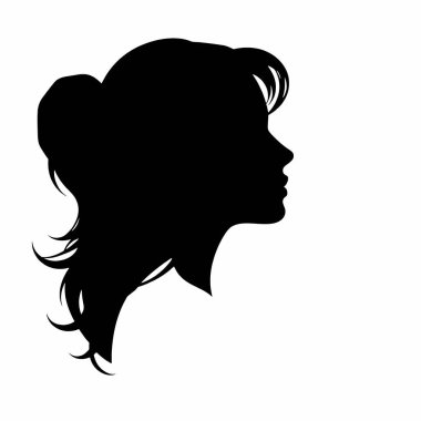 Kadın vektör silueti ile karşı karşıya, siyah ve beyaz arkaplan (19)