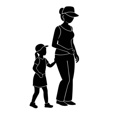 Aile beyaz zemin üzerine siluet vektör.