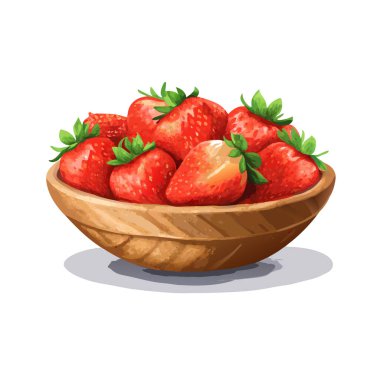 Kase vektör illüstrasyonunda taze çilekler