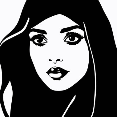 Kadın vektör silueti ile karşı karşıya, siyah ve beyaz arkaplan (30)