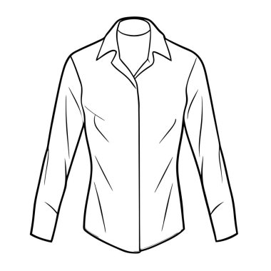 Moda taslak gömlek teknik çizim illüstrasyonu