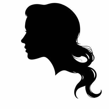 Kadın vektör silueti ile karşı karşıya, siyah ve beyaz arkaplan (23)