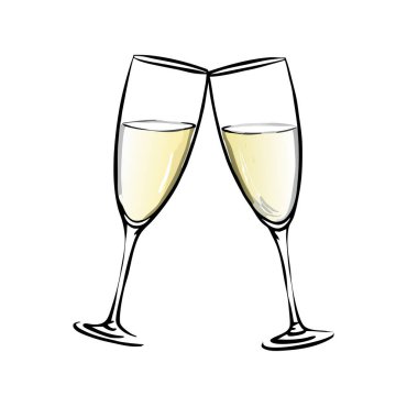 Şampanya ikonu vektör illüstrasyon grafik tasarımlı gözlük