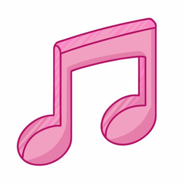 Pembe müzik notaları, illüstrasyon, beyaz arkaplan üzerindeki vektör