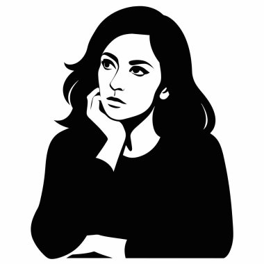 Beyaz elbiseli bir kadının vektör çizimi