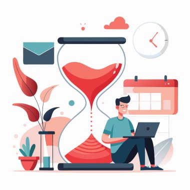 Zaman yönetiminin düz vektör çizimi. zaman yönetimi kavramı.