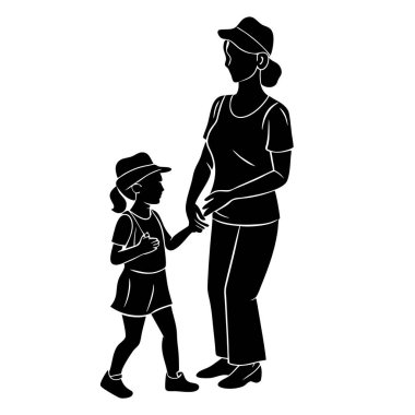 Anne ve oğlu silüeti