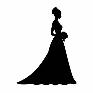 Gelin silueti vektörü, düğün illüstrasyonu