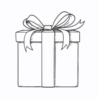 Hediye kutusu çizim simgesi vektörü