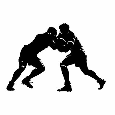 Boks eldivenli iki adam. Silüet. Beyaz arkaplanda izole edilmiş vektör illüstrasyonu.