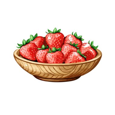 ahşap kase taze çilek