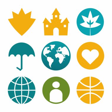 Dünya çapında simgeler vektör kümesi resimlemesi (8)