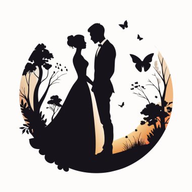 Birbirine aşık bir çiftin vektör çizimi