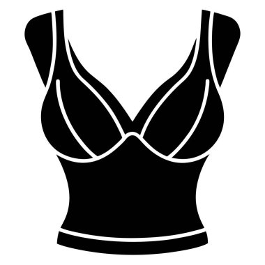 sütyen vektör simgesi. Siyah simge beyaz arkaplanda izole edildi. sütyen