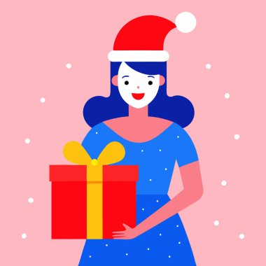 genç kızla mutlu: Noel hediye kutusu