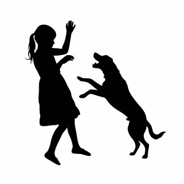 Köpeğiyle birlikte bir kızın silueti..