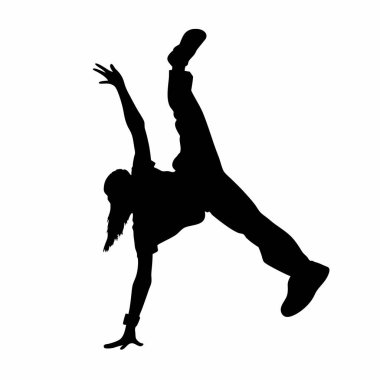 Dans eden bir kadının silueti, dans eden bir kızın beyaz arka planda dans etmesi.