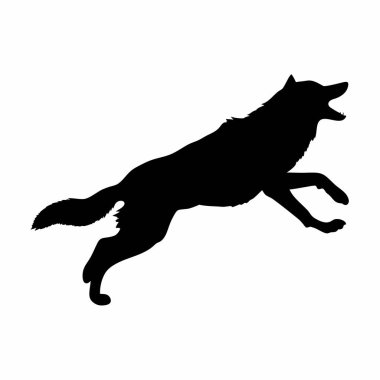 Beyaz arkaplanda siyah kurt simgesi