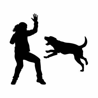 Beyaz arka plan üzerinde köpek siluet vektör.