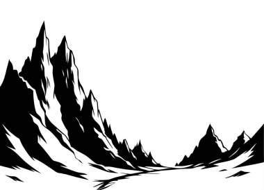 bir vintage nehir akış vektör silueti ile büyük bir dağlar (4)