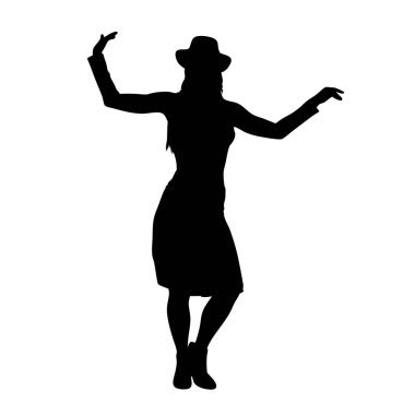 Şapkalı, dans eden bir kızın silueti.