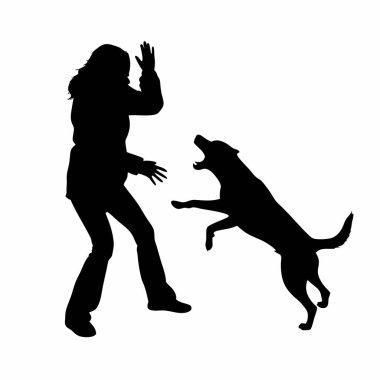 köpek kadınla siluet