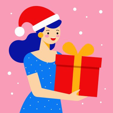 Mutlu kadın bir hediye kutusu tutuyor.