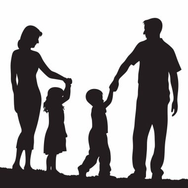 çocuklu aile, vektör illüstrasyonu