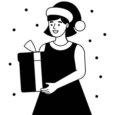 Noel hediyesi olan kız.