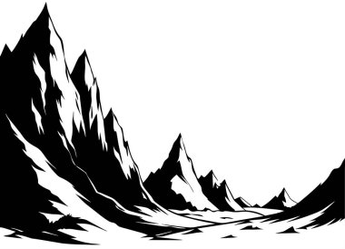 bir vintage nehir akış vektör silueti ile büyük dağlar (6)