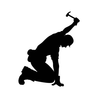 Çekiçle dağcı silueti