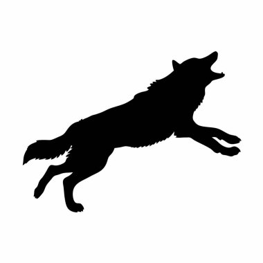 Beyaz üzerine siyah kurt logosu. vektör illüstrasyonu