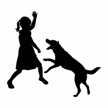 Arkadaki kızın vektör silueti.