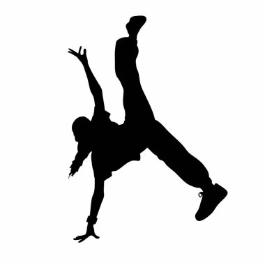 Beyaz arka planda bir kadının vektör silueti.