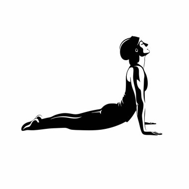 Kadın pilates pozisyonu siluet vektör çizimi alıştırması yapıyor