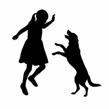Bir köpek ve bir kızın silueti.