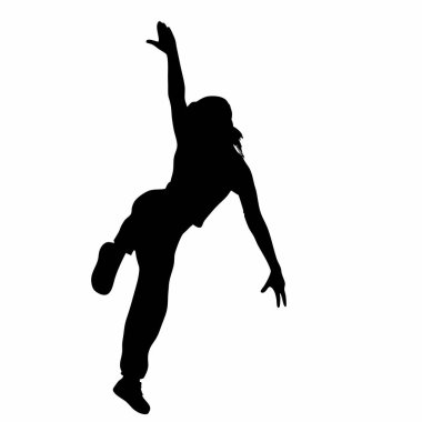 Dans eden bir kadının vektör silueti.