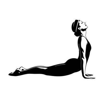 Vektör çizimi. Yoga pozisyonunda güzel bir kadın..