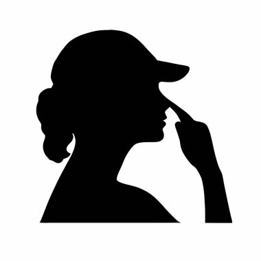 Beyaz arka planda siyah silueti olan bir kadın profili. vektör illüstrasyonu