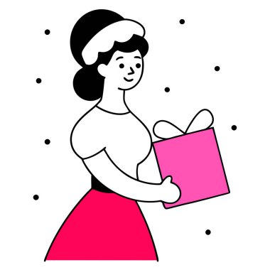 Noel hediyeli kadın.