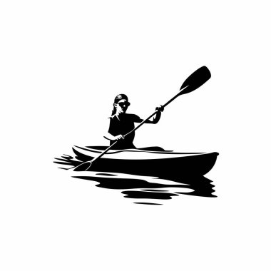Nehirde kayak yapan bir adamın silueti.