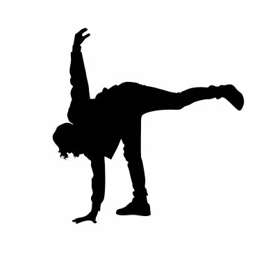 Beyaz arka planda yoga yapan bir adamın silüeti, siluet.