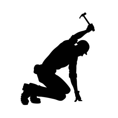 Çekiçli kadının vektör silueti.