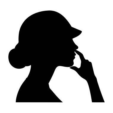 Şapkalı bir kadının silueti. vektör illüstrasyonu