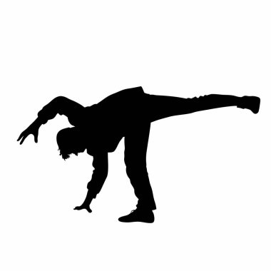 Vektör siluet adam beyaz arkaplanda dans ediyor